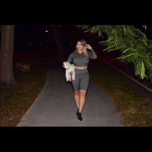 Biker short set available in black and olive green